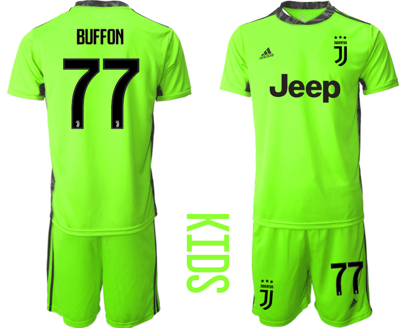 Youth 2020-2021 club Juventus green goalkeeper #77 Soccer Jerseys